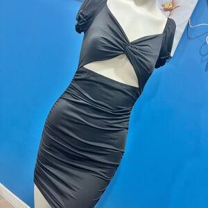 Elegant Black Knot-Front Dress